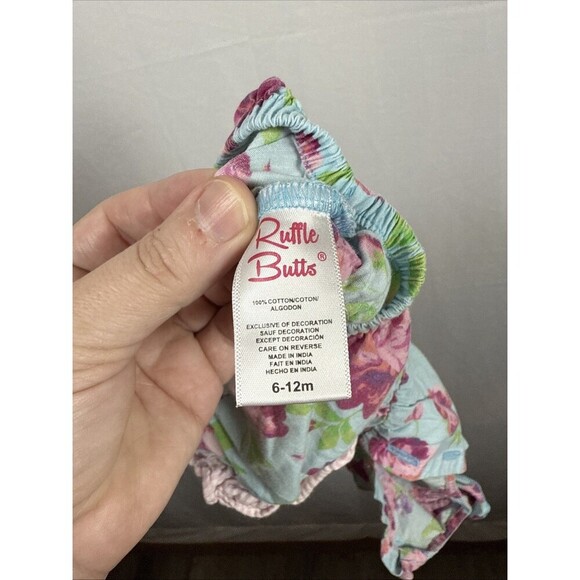 Ruffle Butts Blue Floral Romper Size 6-12 M Preowned - Picture 10 of 11